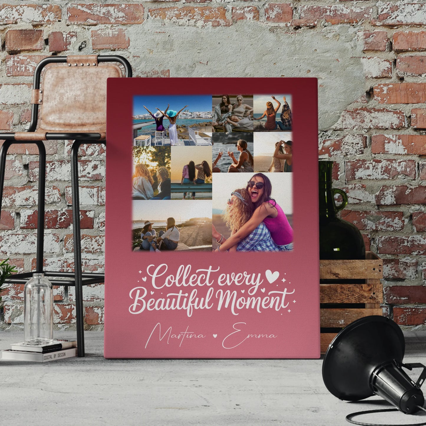 Personalisierte Leinwand für beste Freundin mit 9 Fotos – Individuelles Geschenk 4