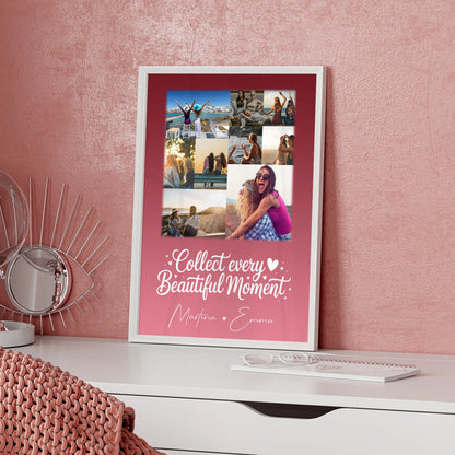 Beste Freundin Geschenk Fotocollage mit 9 Fotos als personalisiertes Wandbild