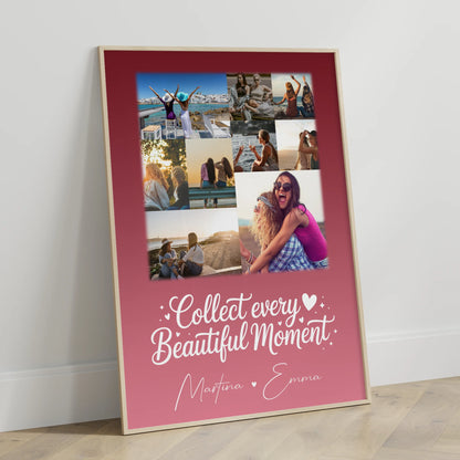 Beste Freundin Geschenk Fotocollage mit 9 Fotos als personalisiertes Wandbild