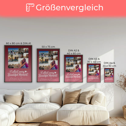 Beste Freundin Geschenk Fotocollage mit 9 Fotos als personalisiertes Wandbild