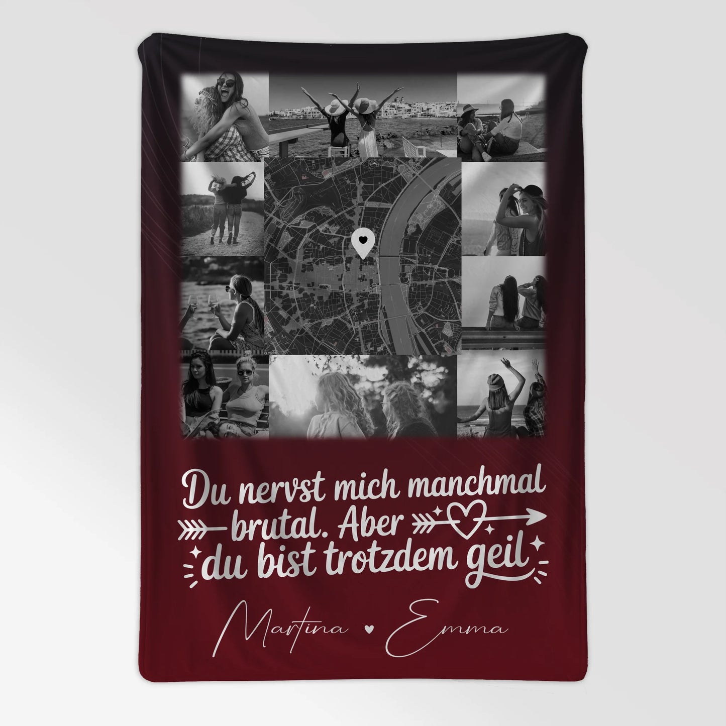 Decke beste Freundin mit 10 Fotos und Karte in der Mitte I Got It From My Mama personalisiertes Geschenk 7