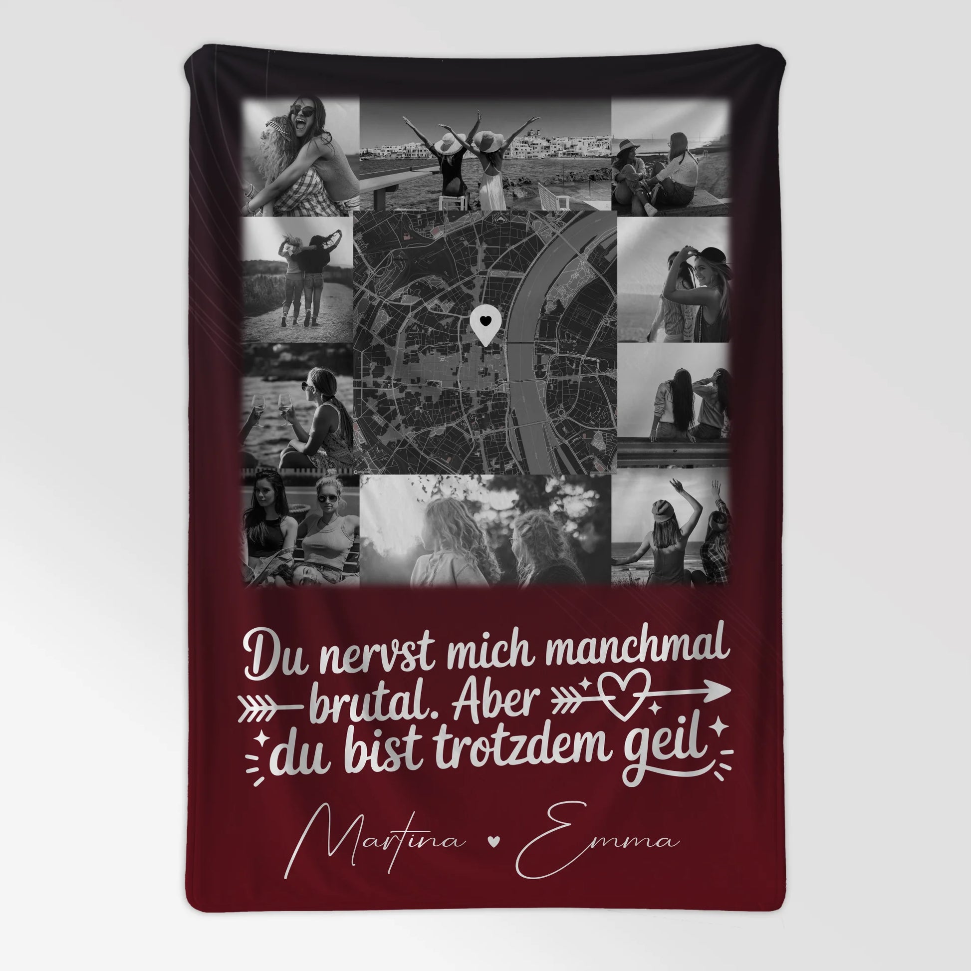 Decke beste Freundin mit 10 Fotos und Karte in der Mitte I Got It From My Mama personalisiertes Geschenk 7