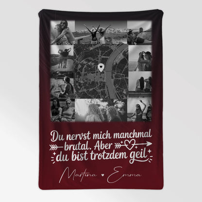 Decke beste Freundin mit 10 Fotos und Karte in der Mitte I Got It From My Mama personalisiertes Geschenk 7