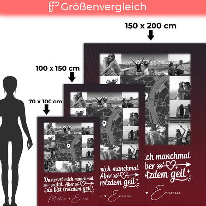 Decke beste Freundin mit 10 Fotos und Karte in der Mitte I Got It From My Mama personalisiertes Geschenk 5