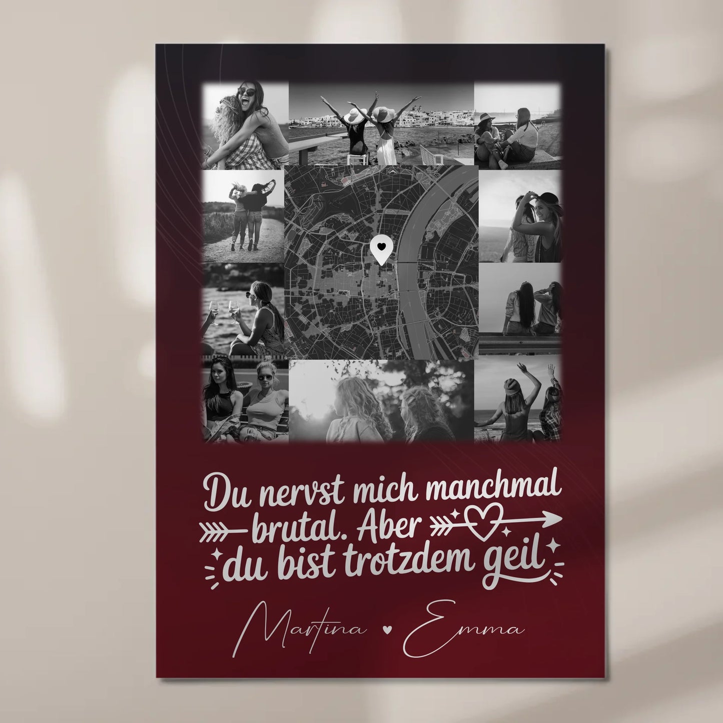 Personalisierte Geschenkidee für beste Freundin mit 10 Fotos und Karte in der Mitte I Got It From My Mama