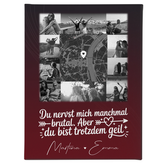 Freundinnen Bild Personalisiert Leinwand mit 10 Fotos und Karte in der Mitte I Got It From My Mama 1