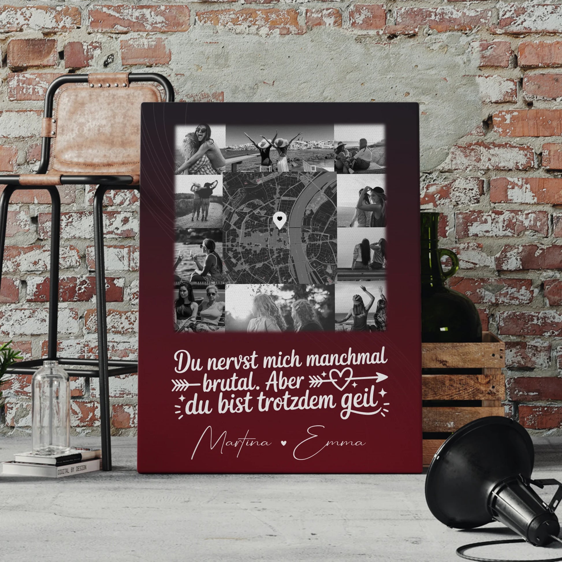 Freundinnen Bild Personalisiert Leinwand mit 10 Fotos und Karte in der Mitte I Got It From My Mama 4