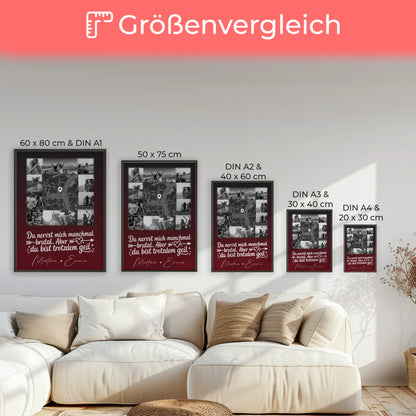 Personalisierbares Poster beste Freundin mit 10 Fotos und Karte in der Mitte I got it from my mama