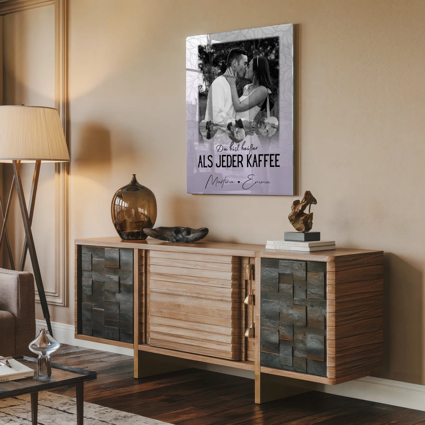 Personalisierte Geschenke Foto Acrylglas mit 1 Foto und 3 Herz Fotos Du Bist Heißer Als Jeder Kaffee