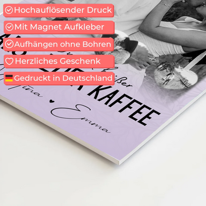 Fotoboard Magnet Wandbild mit 1 Foto und 3 Herz Fotos Du Bist Heißer Als Jeder Kaffee 4