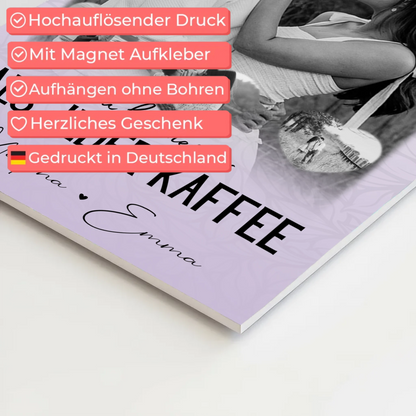 Fotoboard Magnet Wandbild mit 1 Foto und 3 Herz Fotos Du Bist Heißer Als Jeder Kaffee