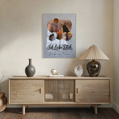 Personalisierte Foto Acrylglas mit 3 Herz Fotos Ich liebe Dich Geschenk