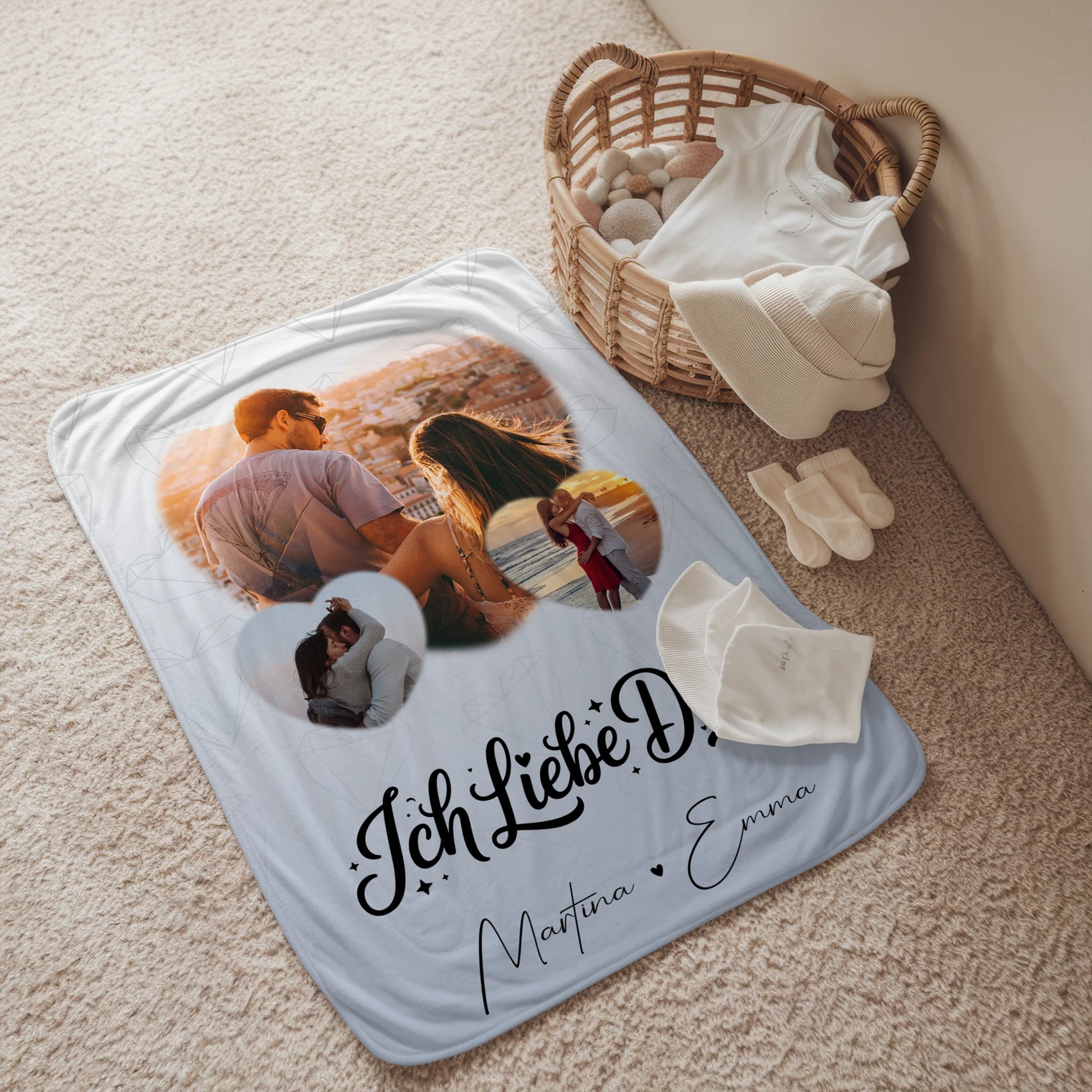 Personalisierte Decke Mit Namen 3 Herz Fotos Ich liebe Dich Geschenk 2