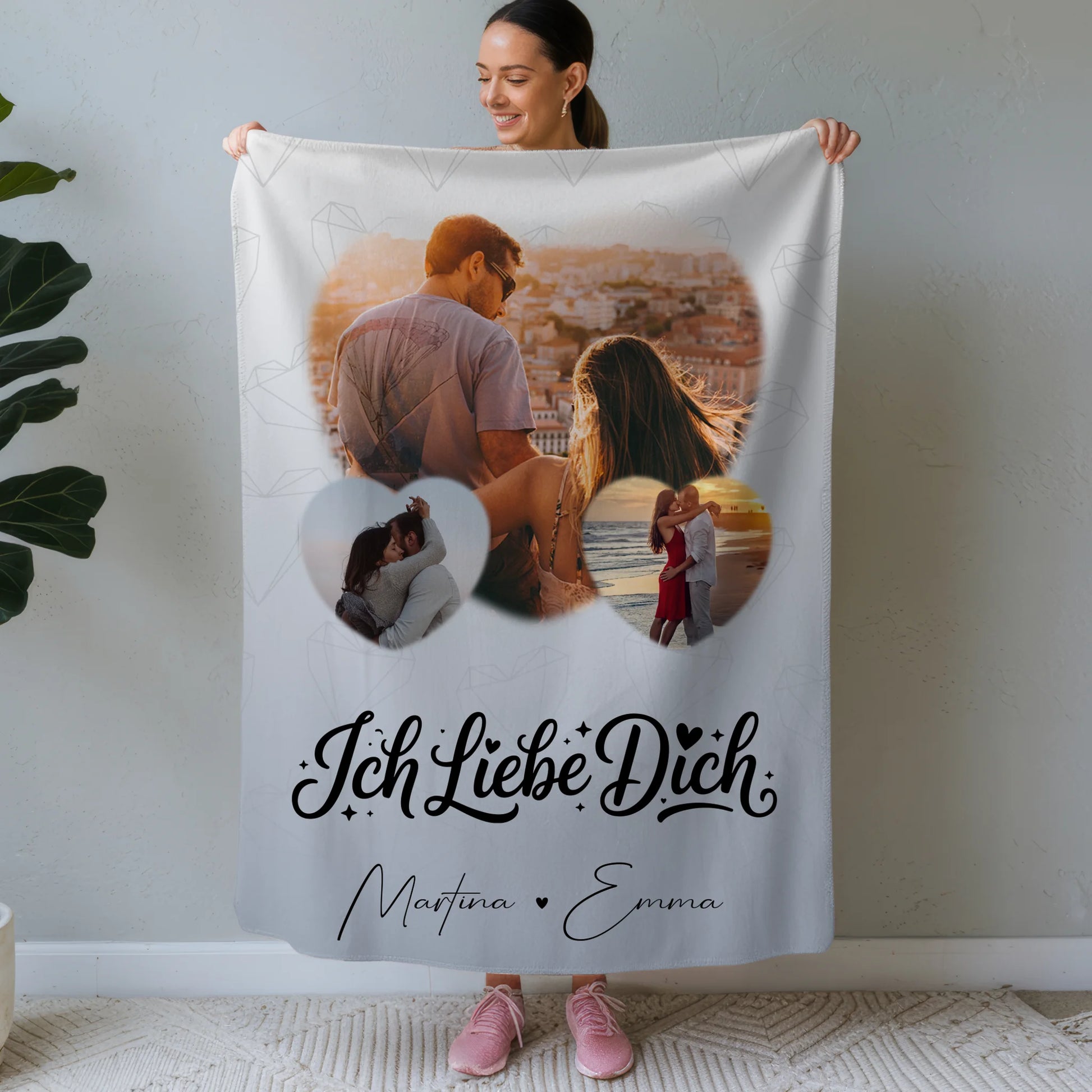 Personalisierte Decke Mit Namen 3 Herz Fotos Ich liebe Dich Geschenk 1