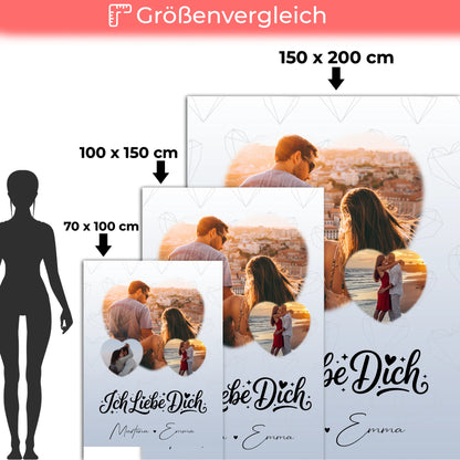 Personalisierte Decke Mit Namen 3 Herz Fotos Ich liebe Dich Geschenk 5