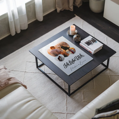 Personalisierte Fotoboard Magnet Wandbild mit 3 Herz Fotos Ich liebe Dich