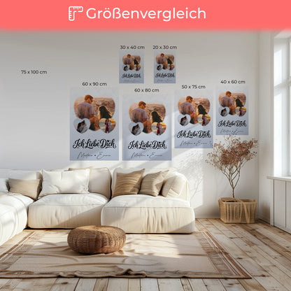 Personalisierte Paar Leinwand mit 3 Herz Fotos Ich liebe Dich Geschenk 6