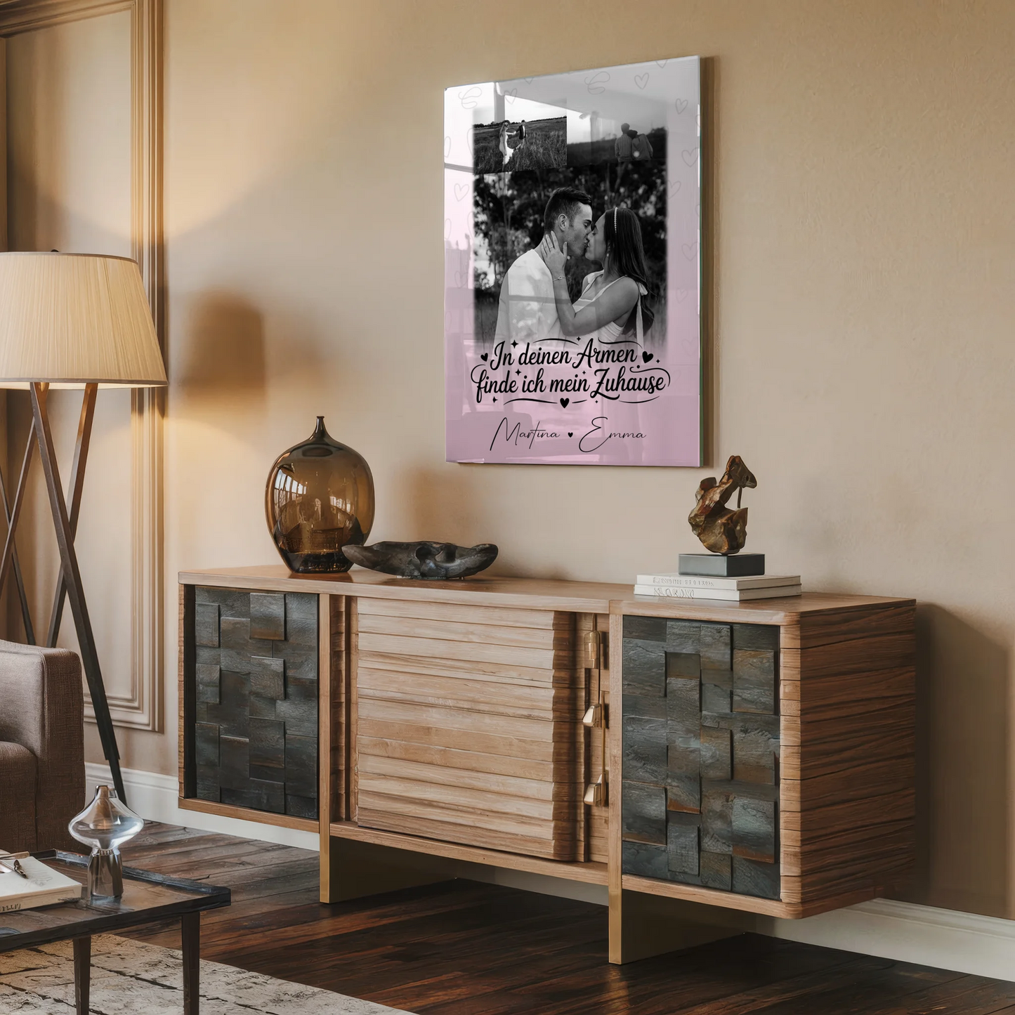 Personalisierte Fotogeschenke mit 3 Fotos in deinen Armen auf Acrylglas Poster Leinwand Tasse