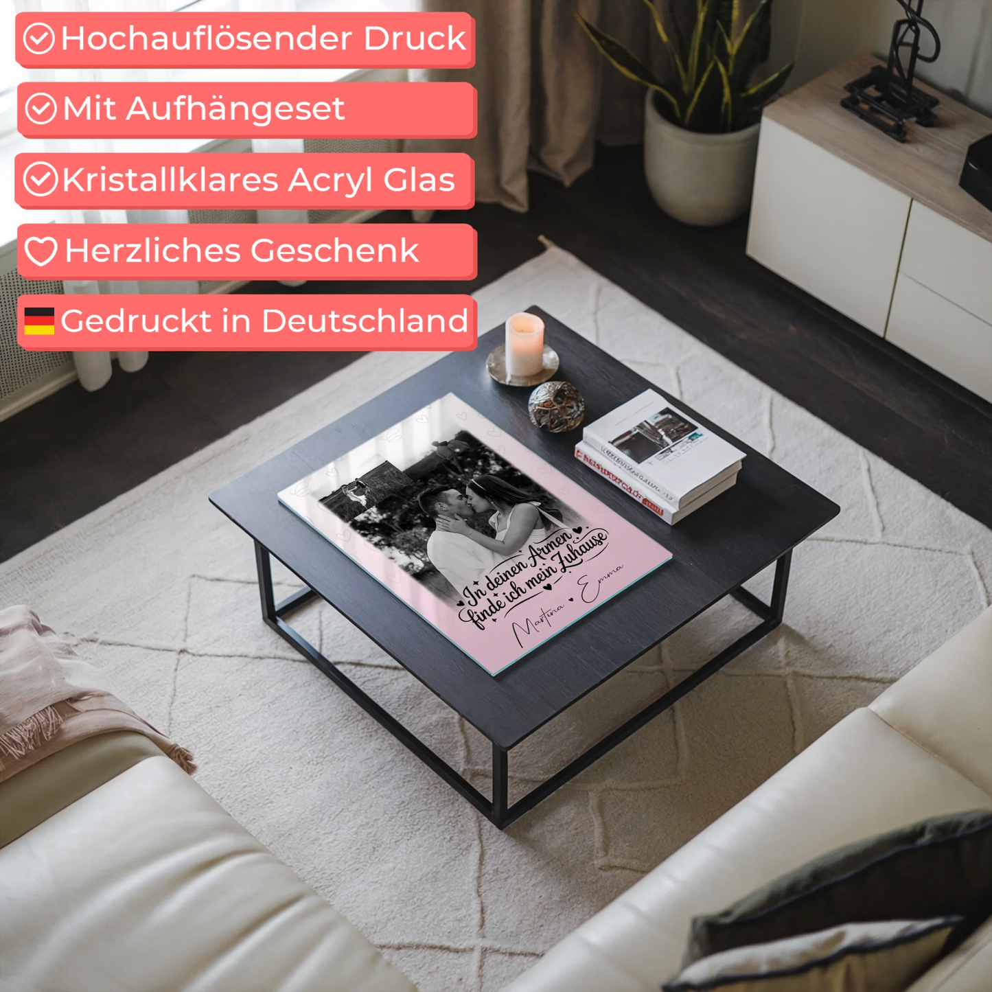 Personalisierte Fotogeschenke mit 3 Fotos in deinen Armen auf Acrylglas Poster Leinwand Tasse