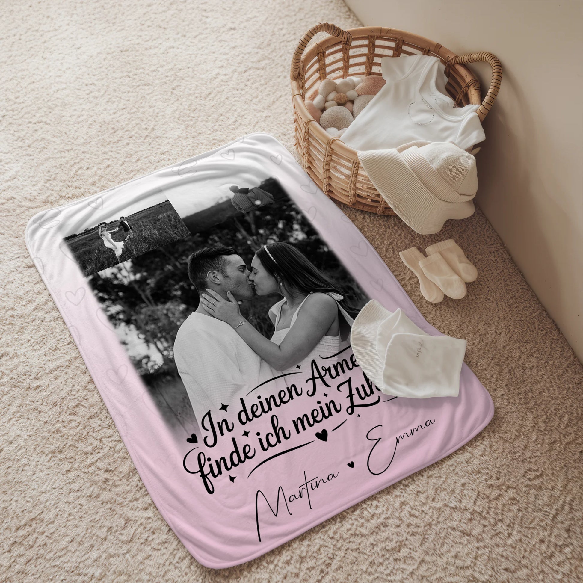 Kuscheldecke Mit Namen Und Motiv 3 Fotos In Deinen Armen Personalisiertes Geschenk 2
