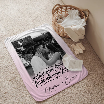 Kuscheldecke Mit Namen Und Motiv 3 Fotos In Deinen Armen Personalisiertes Geschenk 2