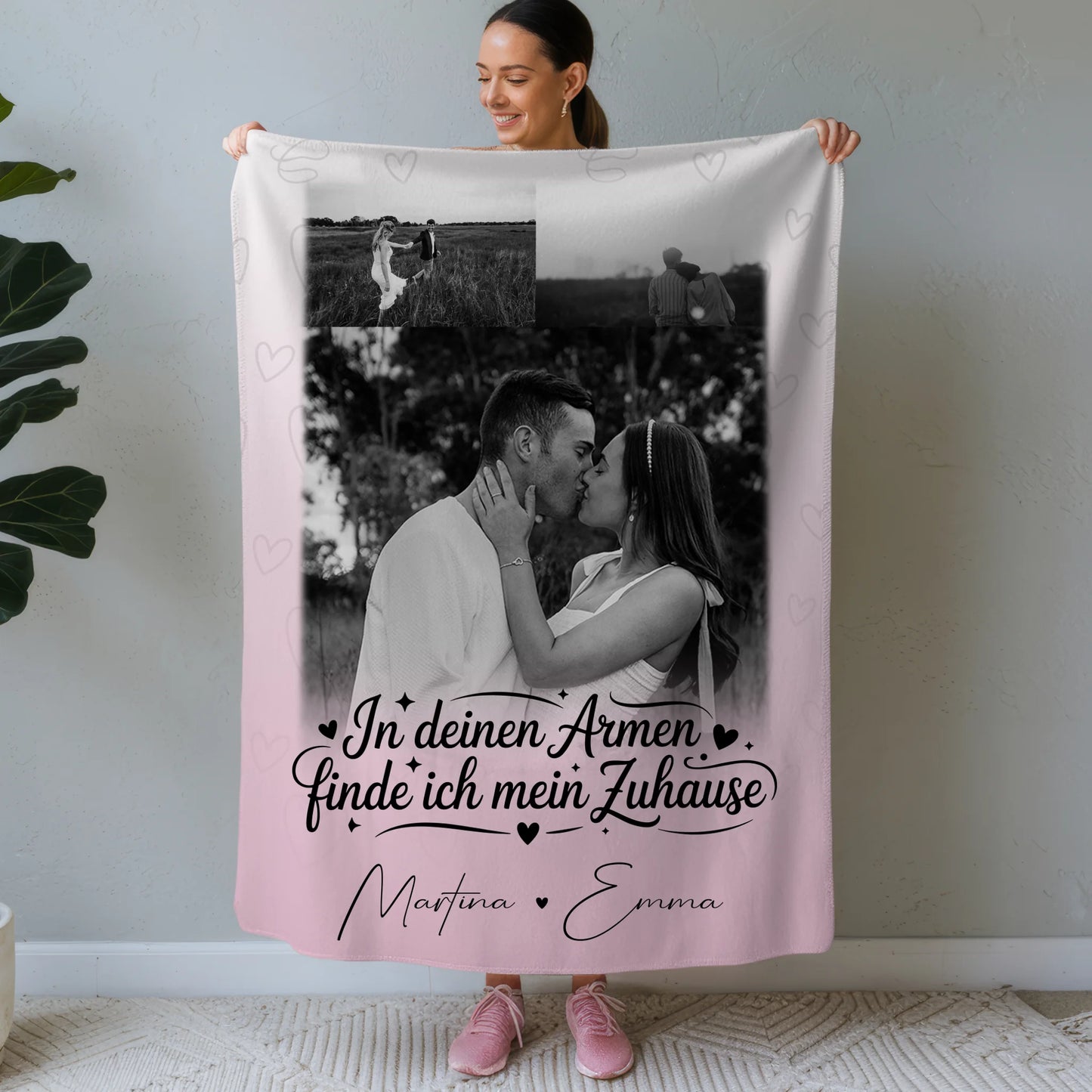 Kuscheldecke Mit Namen Und Motiv 3 Fotos In Deinen Armen Personalisiertes Geschenk 1