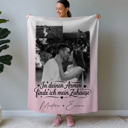 Kuscheldecke Mit Namen Und Motiv 3 Fotos In Deinen Armen Personalisiertes Geschenk 1