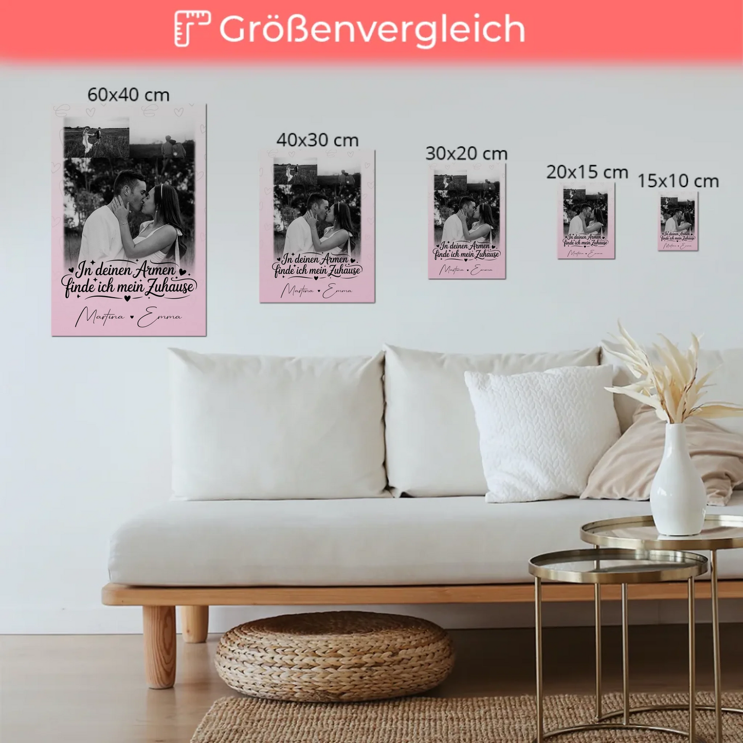 Personalisiertes Fotoboard Poster Magnetisch mit 3 Fotos In deinen Armen für einzigartige Geschenke