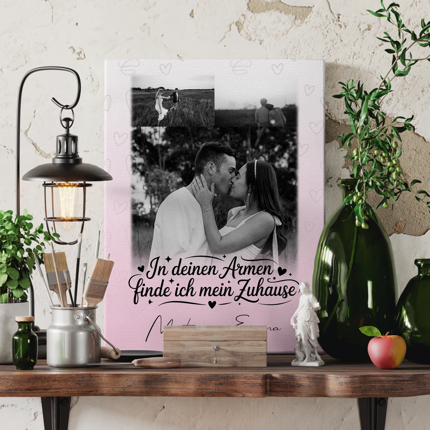 Personalisierte Leinwand Für Paare mit 3 Fotos In Deinen Armen Geschenkidee 3