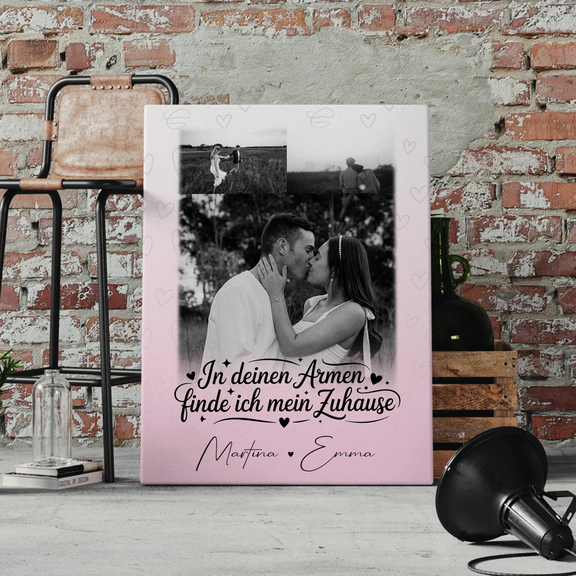 Personalisierte Leinwand Für Paare mit 3 Fotos In Deinen Armen Geschenkidee 4