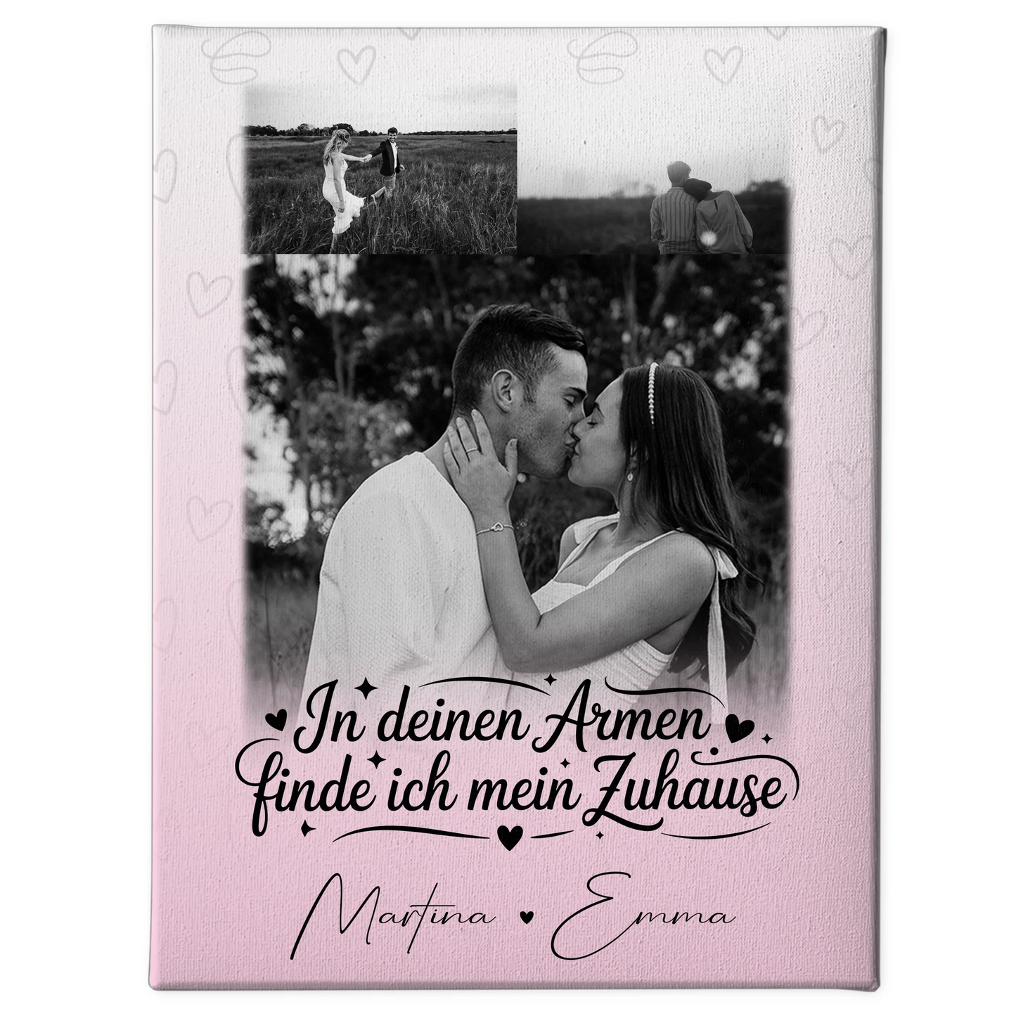 Personalisierte Leinwand Für Paare mit 3 Fotos In Deinen Armen Geschenkidee 1