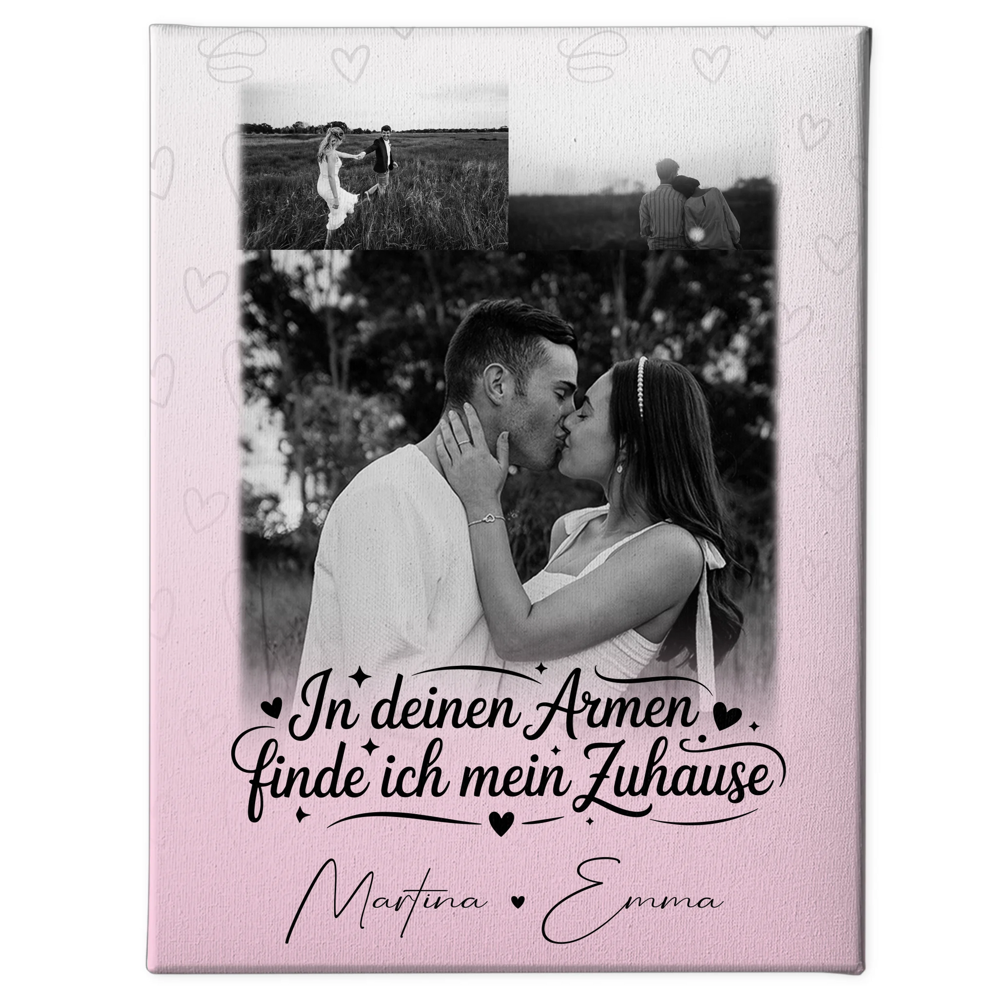 Personalisierte Leinwand Für Paare mit 3 Fotos In Deinen Armen Geschenkidee 1