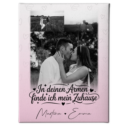 Personalisierte Leinwand Für Paare mit 3 Fotos In Deinen Armen Geschenkidee 1