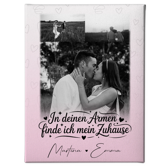 Personalisierte Leinwand Für Paare mit 3 Fotos In Deinen Armen Geschenkidee 1