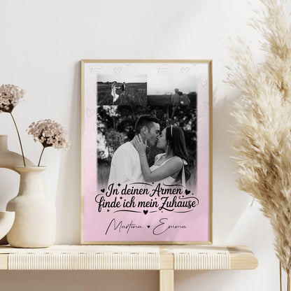 Liebes Poster In deinen Armen personalisierbar mit 3 Fotos als Geschenk für Paare