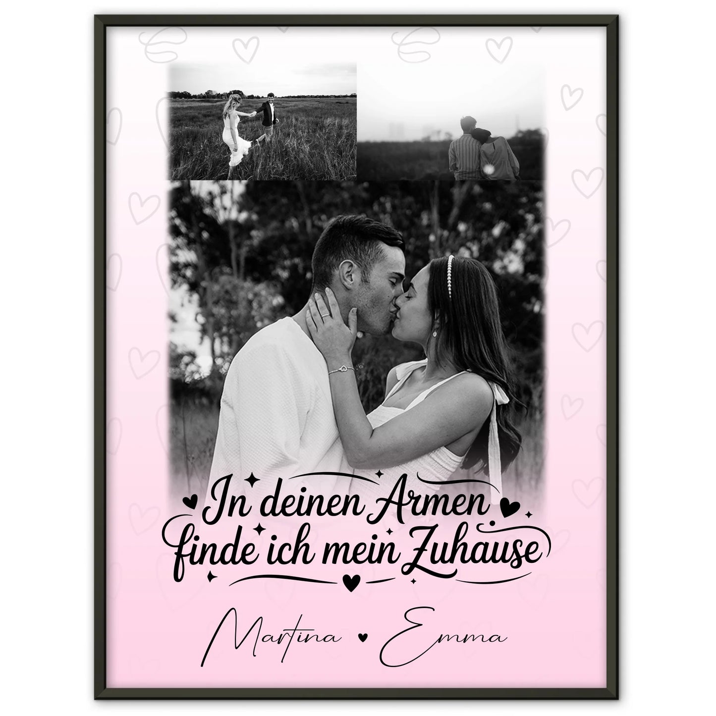 Liebes Poster In deinen Armen personalisierbar mit 3 Fotos als Geschenk für Paare