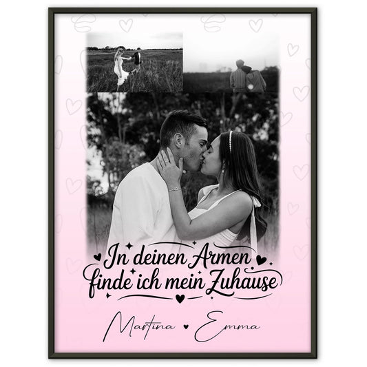 Liebes Poster In deinen Armen personalisierbar mit 3 Fotos als Geschenk für Paare