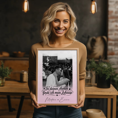 Liebes Poster In deinen Armen personalisierbar mit 3 Fotos als Geschenk für Paare