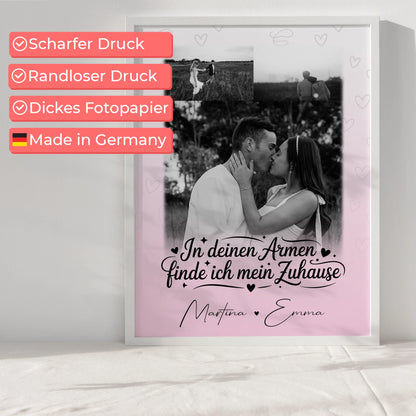 Liebes Poster In deinen Armen personalisierbar mit 3 Fotos als Geschenk für Paare