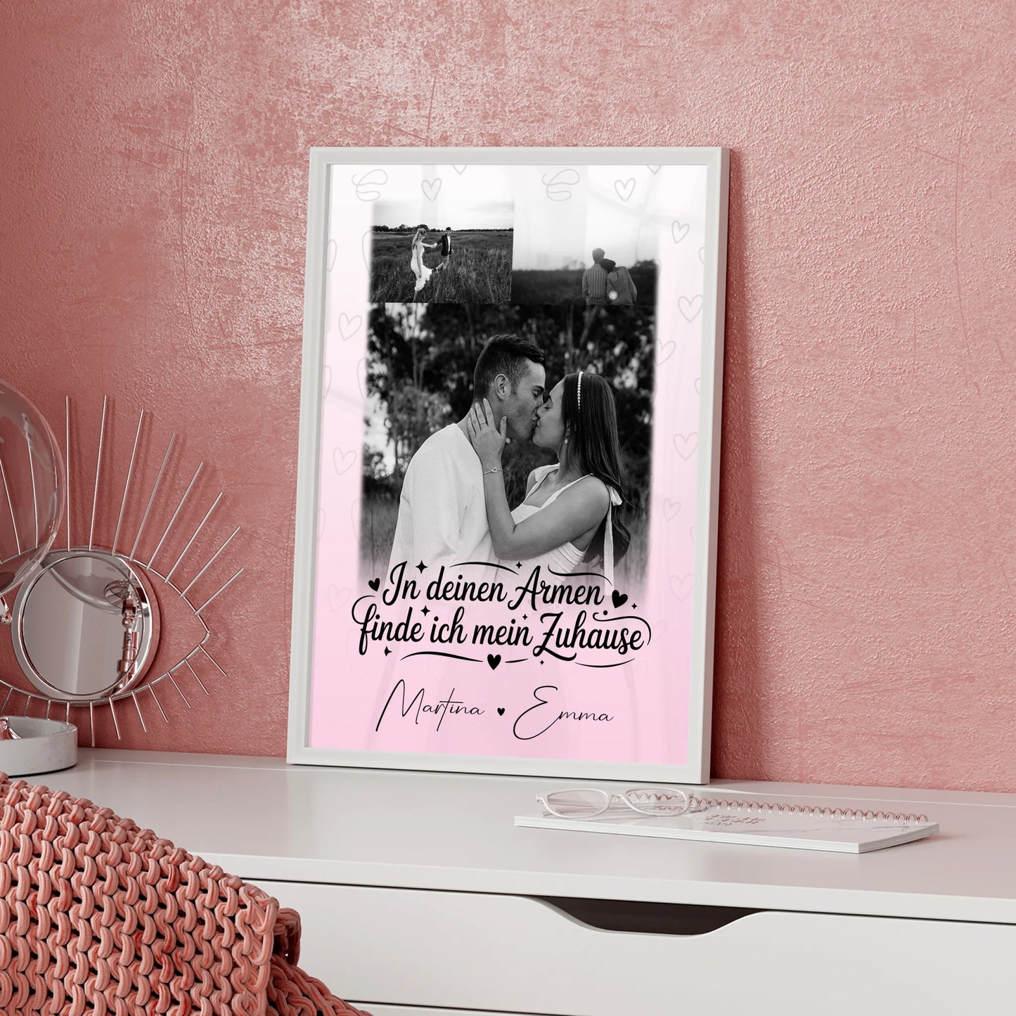 Liebes Poster In deinen Armen personalisierbar mit 3 Fotos als Geschenk für Paare