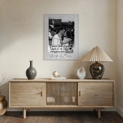 Personalisierte Foto Acrylglas Wanddekoration mit 3 Fotos Stark wie ein Felsen und zart wie eine Blume