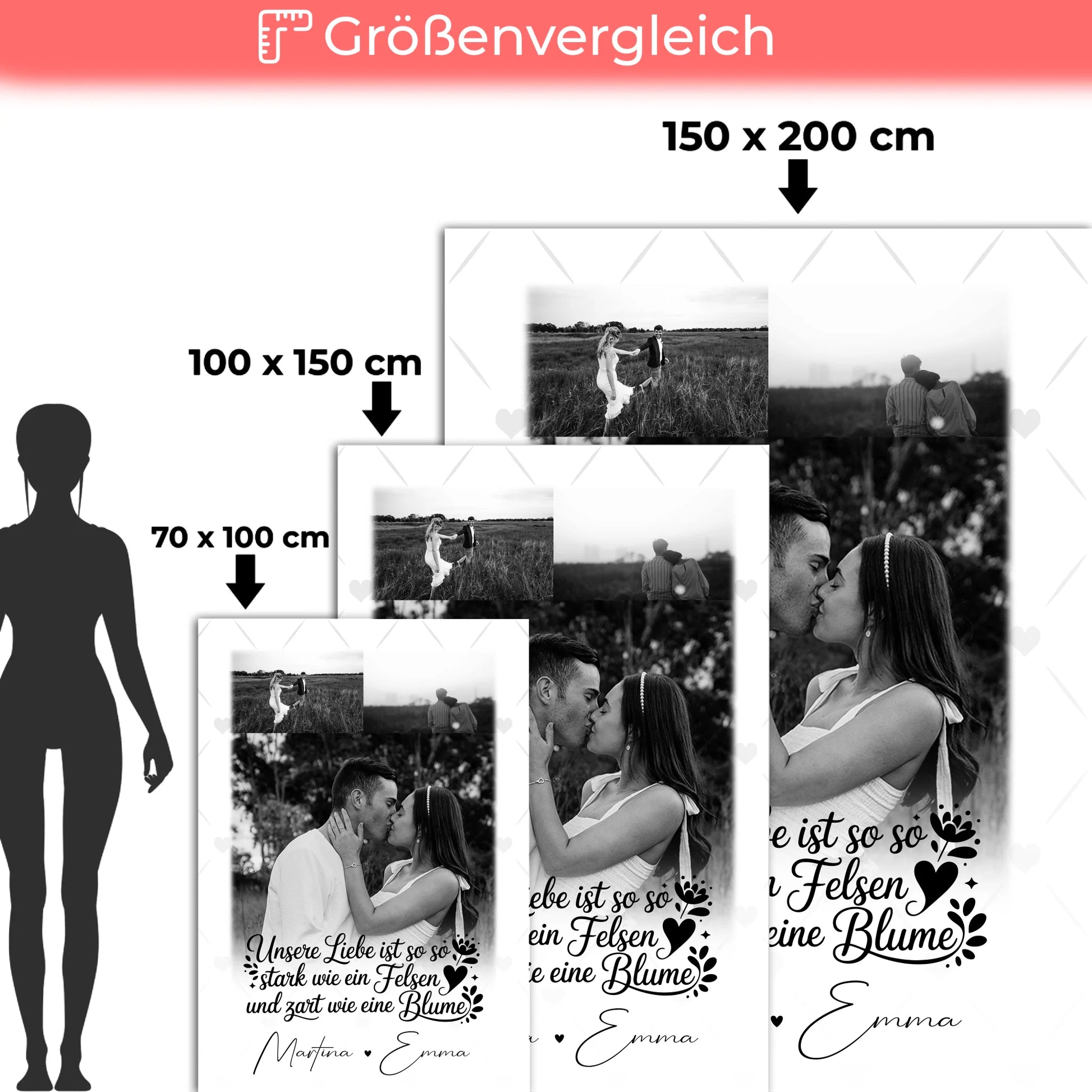 Personalisierte Kuscheldecke Mit Namen Und Motiv 3 Fotos Stark wie ein Felsen und zart wie eine Blume 5