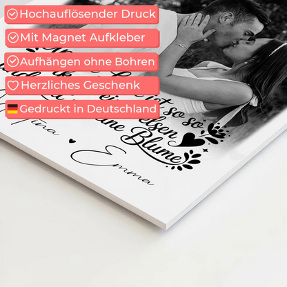 Personalisierte Fotoboard Magnet Wandbild mit 3 Fotos Stark wie ein Felsen und zart wie eine Blume 4