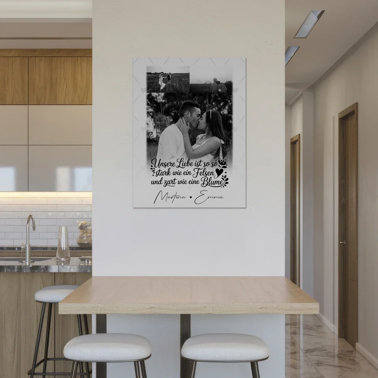 Personalisierte Fotoboard Magnet Wandbild mit 3 Fotos Stark wie ein Felsen und zart wie eine Blume 8