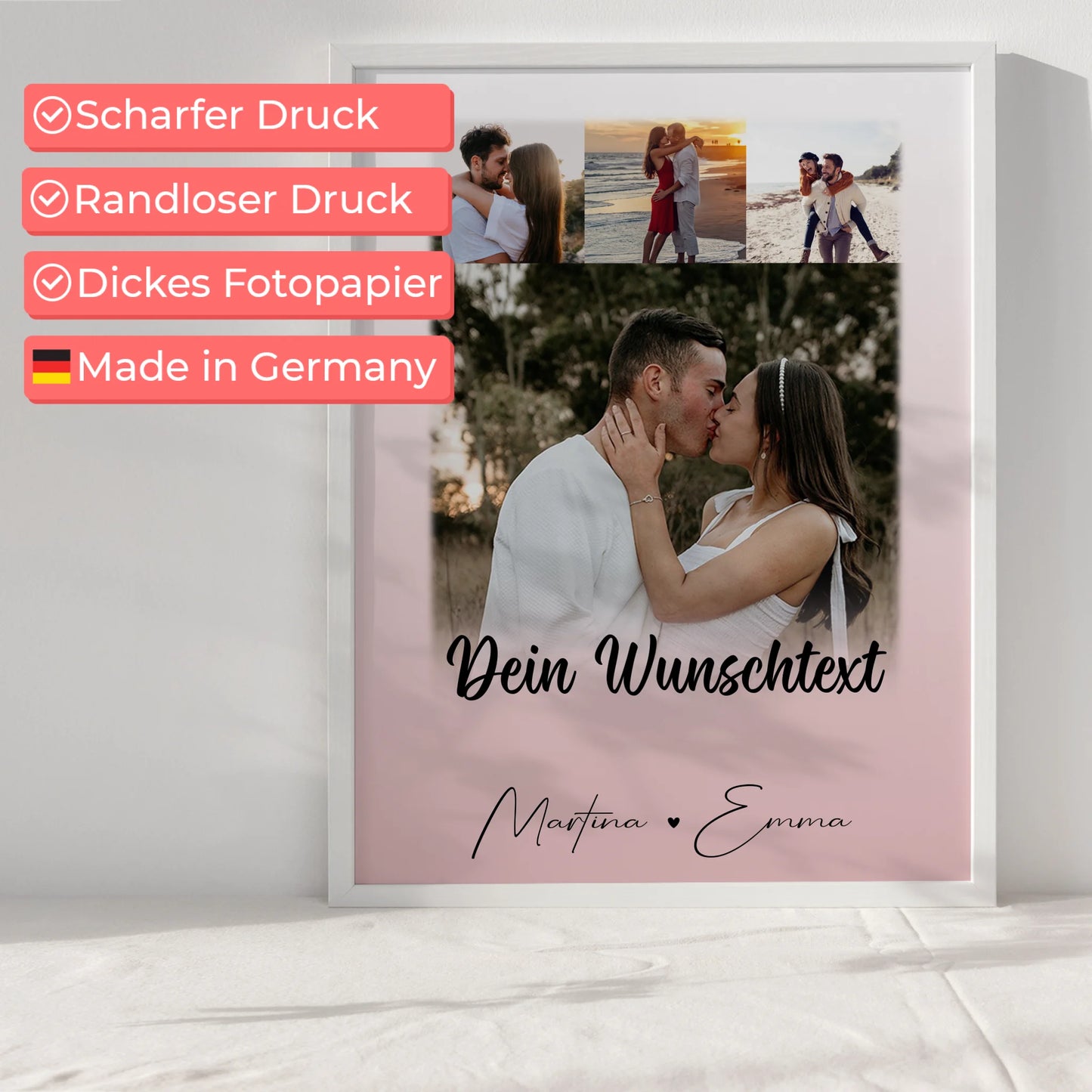 Pärchen Poster Personalisiert 4 Fotos Wunschtext Das Licht in meiner Dunkelheit