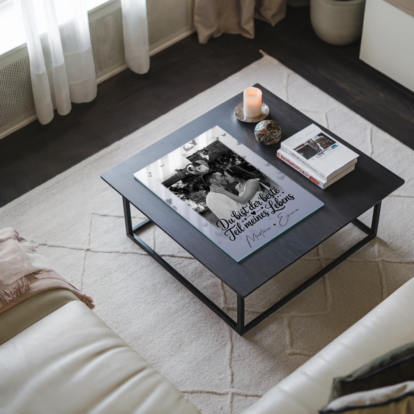 Personalisierte Foto Acrylglas Wanddekoration mit 3 Fotos und Herzmotiv Du bist der beste Teil