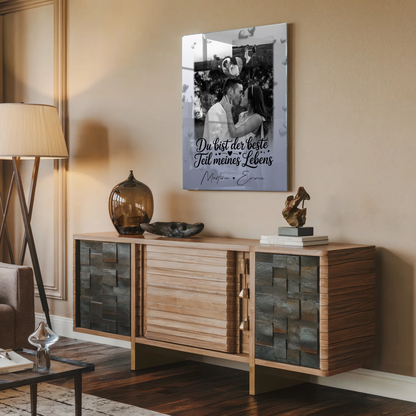 Personalisierte Foto Acrylglas Wanddekoration mit 3 Fotos und Herzmotiv Du bist der beste Teil