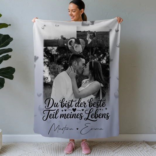 Kuscheldecke Mit Namen 3 Fotos und Herz Foto Du bist der beste Teil 1