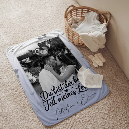 Kuscheldecke Mit Namen 3 Fotos und Herz Foto Du bist der beste Teil 2