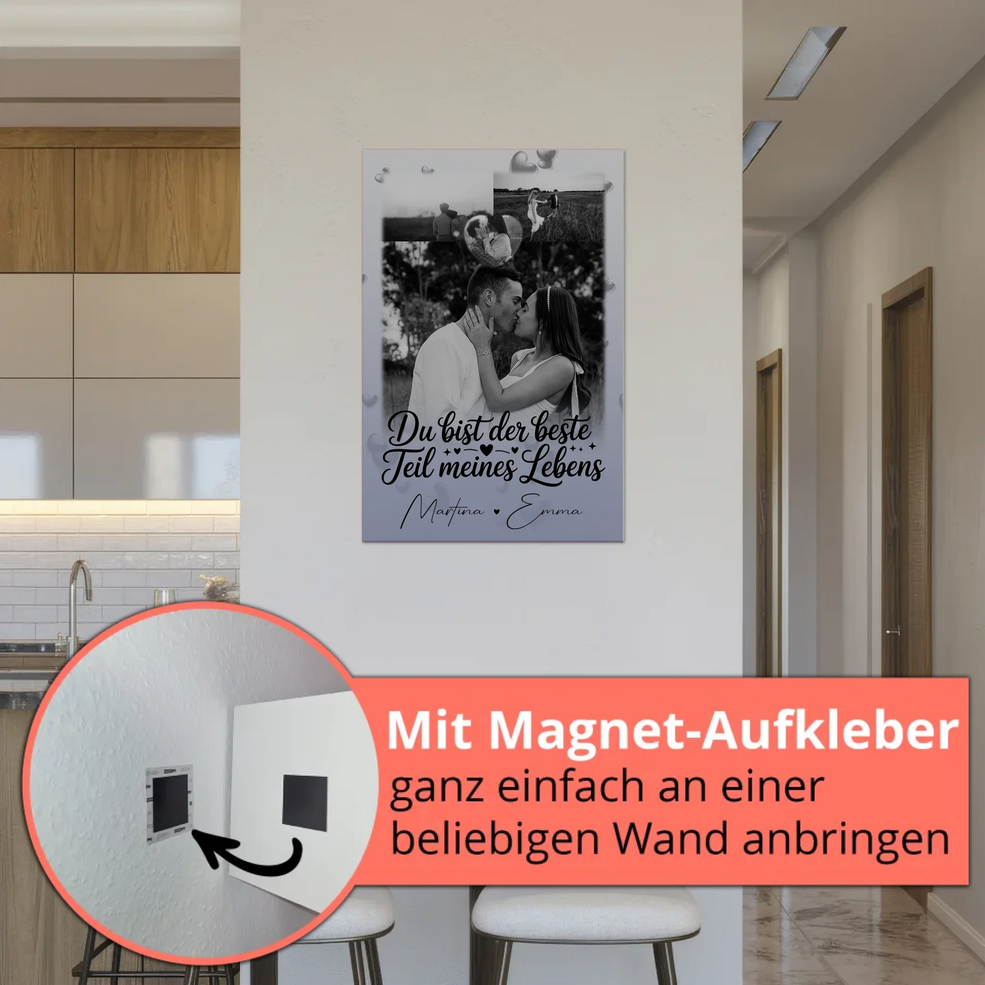 Fotoboard Poster Magnetisch mit 3 Fotos und Herz Foto Du bist der beste Teil 5